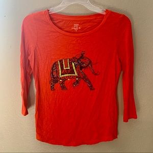 Orange Elephant Crown&Ivy Quarter Length Shirt 🧡